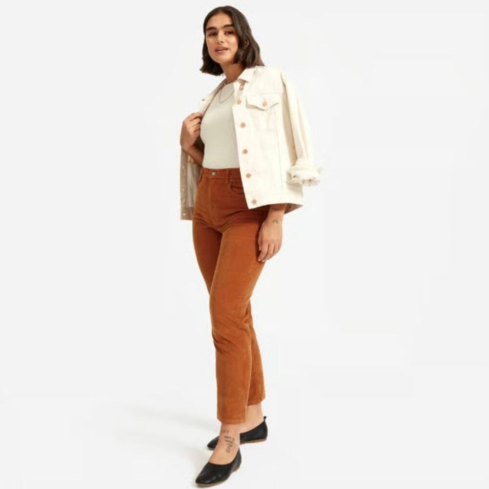 Everlane Baby Cord Cheeky Pant High Rise Ankle Burnt Orange Acorn Womens 26‎